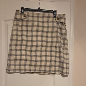 Ann Taylor Factory Checkered Mini Skirt in Beige and Black